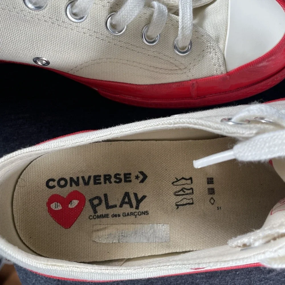 Converse X COMME des GARCONS PLAY CDG Chuck Taylor Low Egret Red Mens Sz US 10
